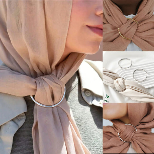Ramadan Bright Muslim Scarf Ring Handkerchief Ring Hijab Accessories Gold Alloy Buckles Large Clip Woman's Coat Belt Buckles