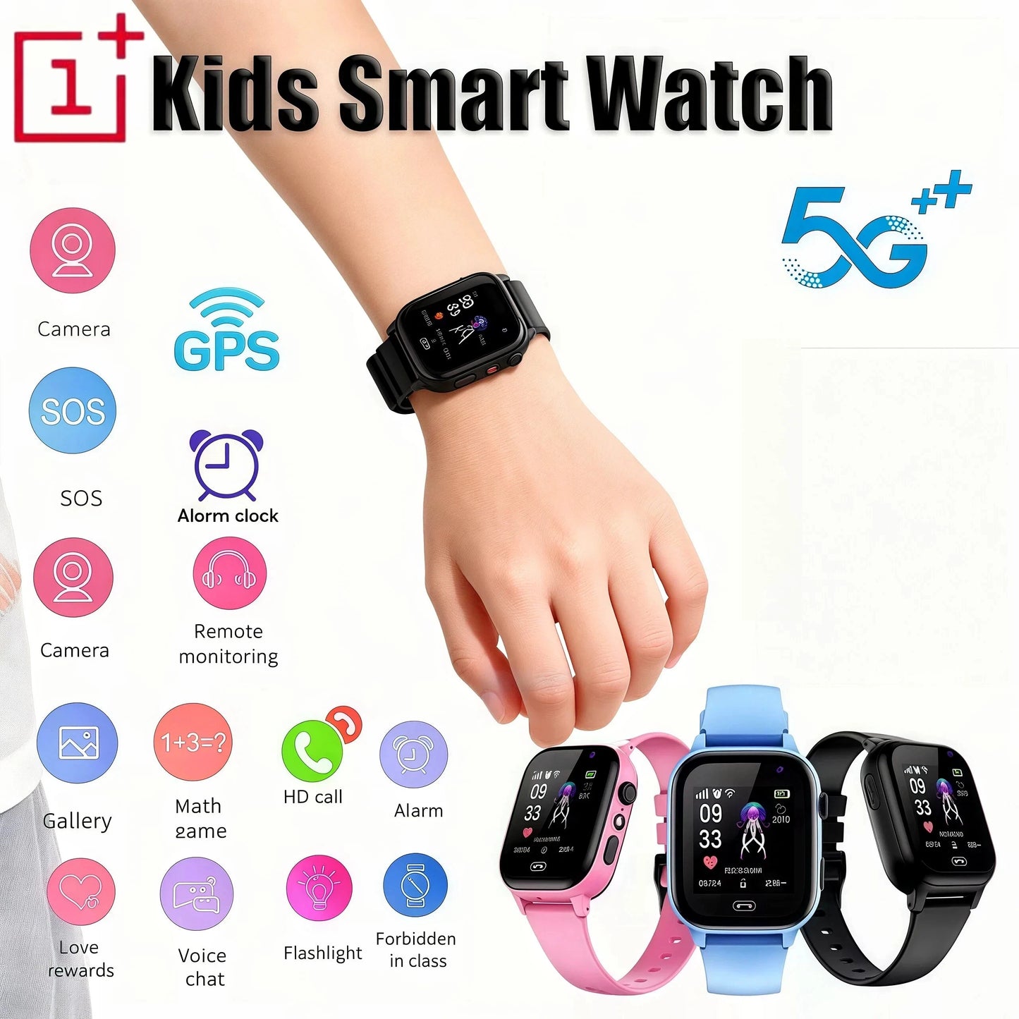 ONEPLUS Kids Smartwatch 2G Electronic Watch SOS Wifi GPS Location Video Call Analogue Card Smartwatch Camera Waterproof School