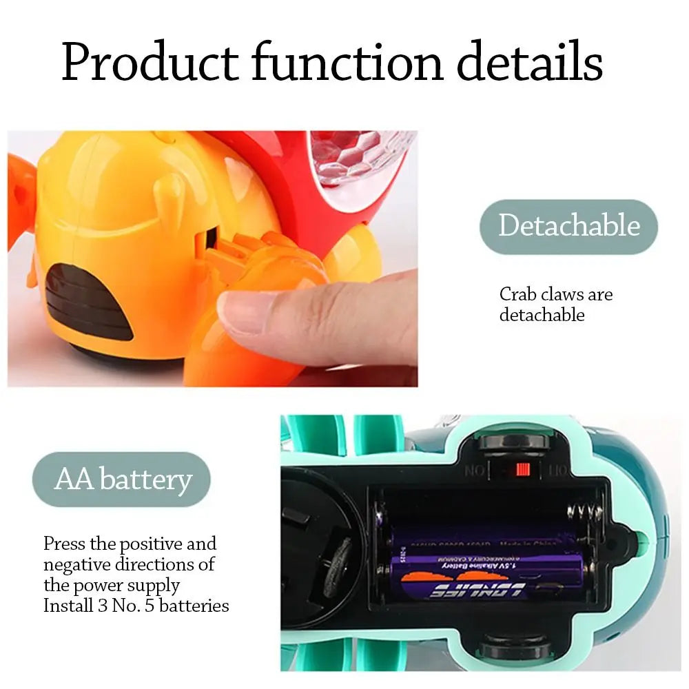 Cartoon Snail Baby Crawling Crab Toy Interactive Musical Walking Toy Dancing Motion Tummy Time Early Educational Toy