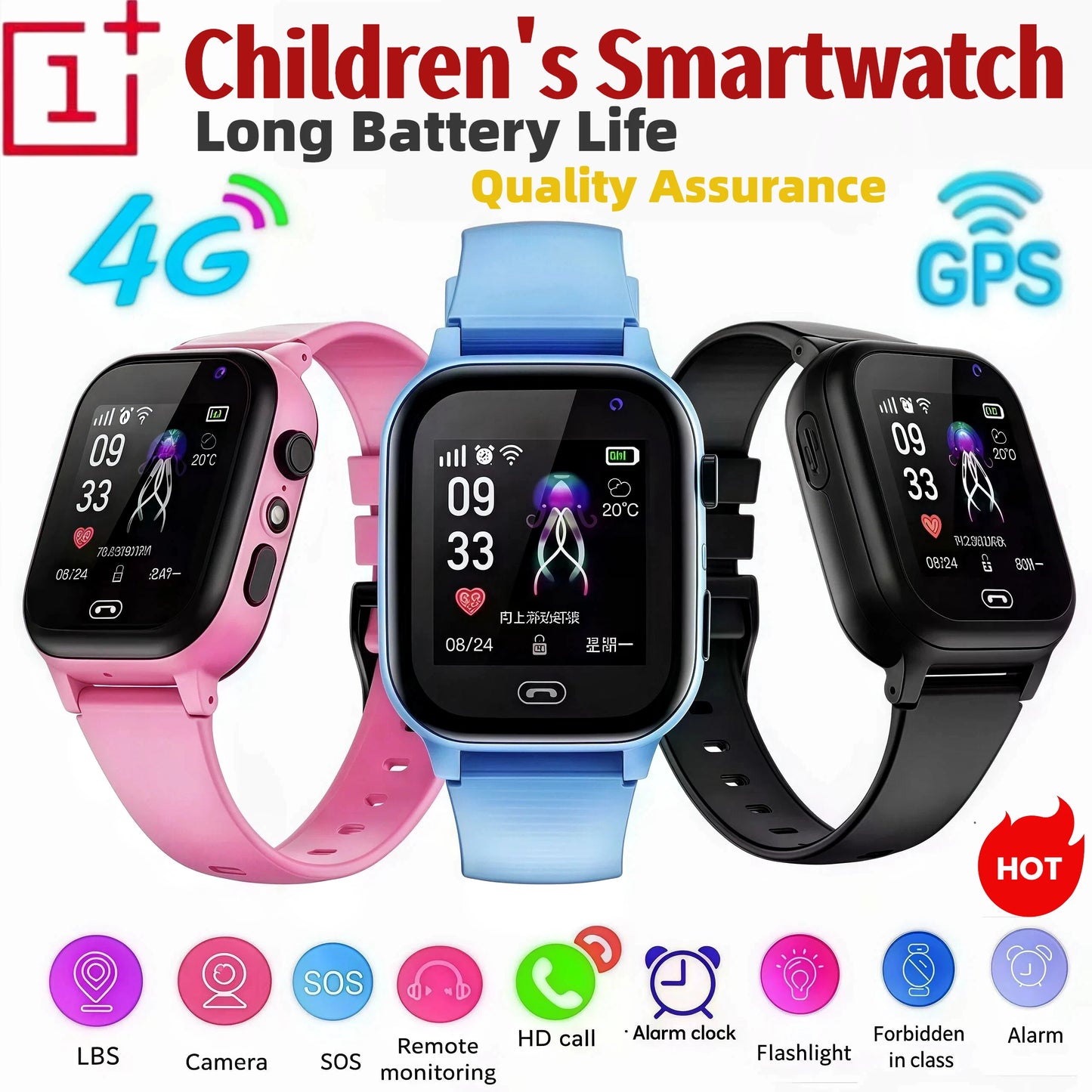 ONEPLUS Kids Smartwatch 2G Electronic Watch SOS Wifi GPS Location Video Call Analogue Card Smartwatch Camera Waterproof School