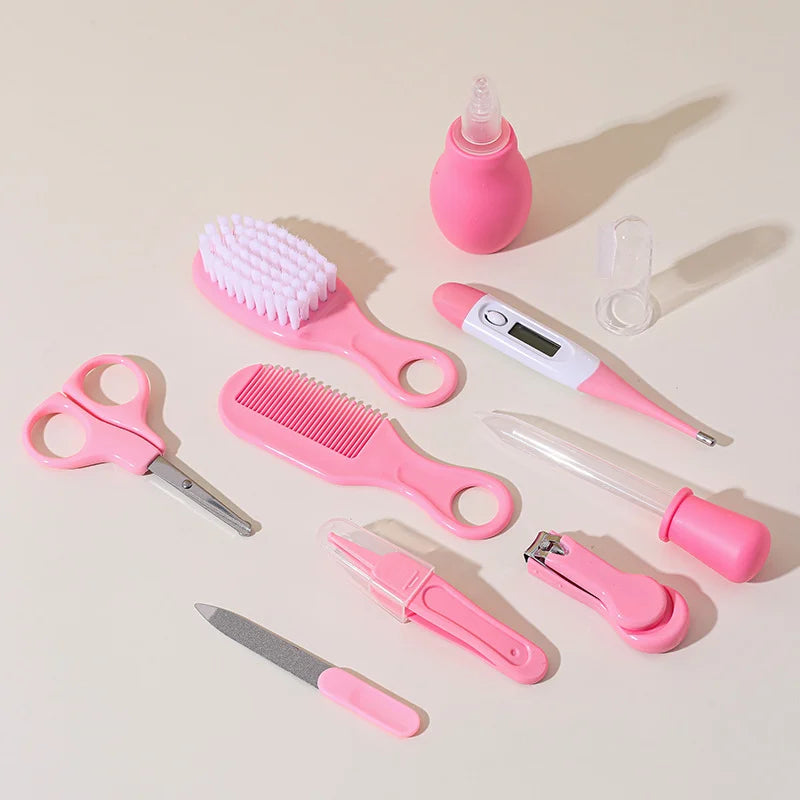 7-in-1 Baby Care Kit: Newborn Grooming Set (Nail Clippers/Brush/Thermometer) for Infant (Pink/Blue)