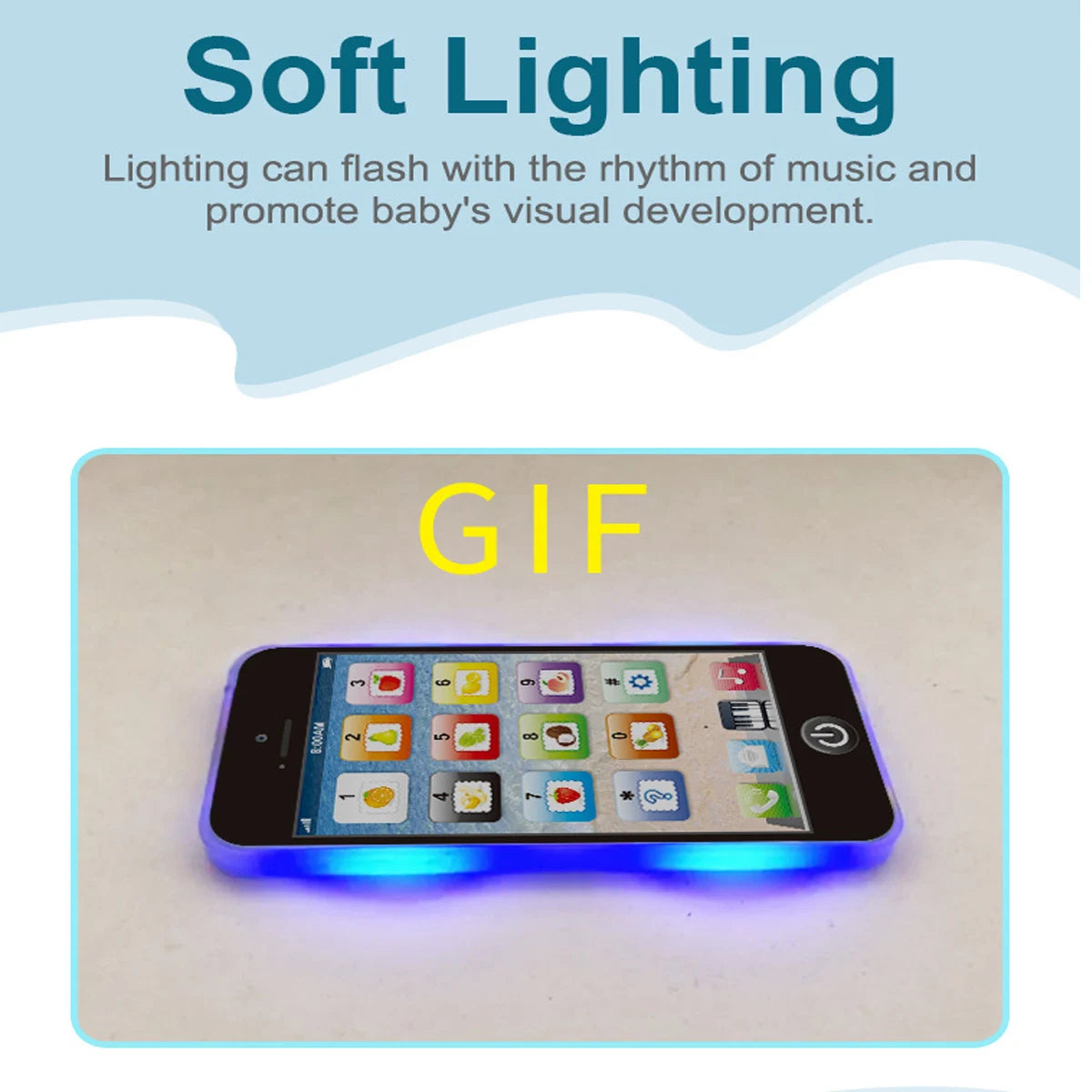 Kids Fun Learning Play Phone - Interactive Simulation, Numbers & Fruits, 12 Educational Keys - Fosters Cognitive Skills, Built-i